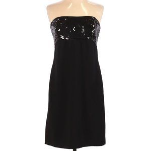 Ann Taylor Cocktail Dress Black Strapless Glitter Accents Sz 6P #503